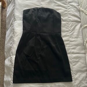 Black Satin Strapless Dress